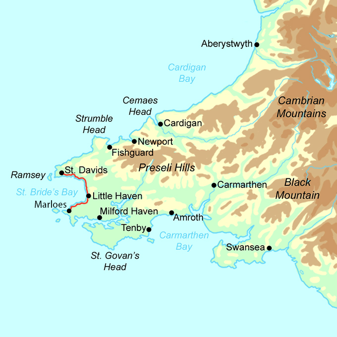 Pembrokeshire Short Break - Central Section map